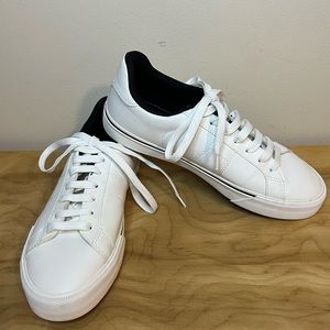 Zara White Leather-look Lace-up Sneakers